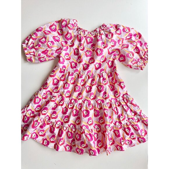 Girls' ZARA Pink Floral Cotton Poplin Puff Sleeve Tiered Dress, Size 13-14 - Picture 5 of 10